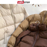 LAPPSTER Men Harajuku Colorful Bubble Coat Winter Jacket 2023 Mens Streetwear Hip Hop Parka Korean Black Clothes Puffer Jackets