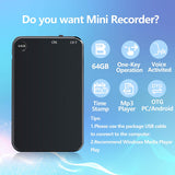 V15 300mAh USB Flash 64G Digital Voice Activated Recorders Super Thin Mini Body 50H Continuous Dictaphone Audio Recording Device