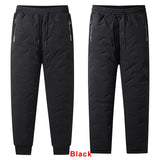 Winter Zip Pockets Thicken Fleece Sweatpants Men Joggers Black Grey Down Cotton Warm Pants Male Water Proof Thermal Trousers 7XL