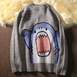 ZAZOMDE Men Turtlenecks Shark Sweater Men 2023 Winter Patchwor Harajuku Korean Style High Neck Oversized Grey Turtleneck For Men