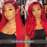 Hot Red Straight 13x6/13x4 Lace Front Wig Brazilian Red 99J Lace Frontal Human Hair Wig For Women Remy Transparent Lace Wig 180