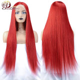 Hot Red Straight 13x6/13x4 Lace Front Wig Brazilian Red 99J Lace Frontal Human Hair Wig For Women Remy Transparent Lace Wig 180