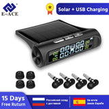 E-ACE Solar Power TPMS Car Tire Pressure Alarm Monitor System