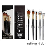 Artist Paint Brush Set 5Pcs High Quality Nylon Hair Wood Black Handle Watercolor Acrylic Oil Brush Painting Art Supplies