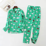 Cute white bear 100% brushed cotton men pajama sets Autumn Casual fashion animal sleepwear men homewear sexy pijamas mujer