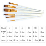 Art Model Paint Nylon Hair Acrylic Oil Watercolour Drawing Art Supplies Brown 6 Pcs Painting Craft Artist Paint Brushes Set