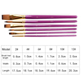 Art Model Paint Nylon Hair Acrylic Oil Watercolour Drawing Art Supplies Brown 6 Pcs Painting Craft Artist Paint Brushes Set