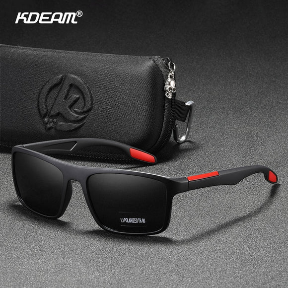 KDEAM Rectangular Ultra Light TR90 Sunglasses Men Polarized TAC 1.1mm Thickness Lens Driving Sun Glasses Women Sports Cat.3