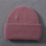 Casual Women&#39;s Hats Cashmere Wool Knitted Beanies Autumn Winter Brand New Three Fold Thick 2020 Knitted Girls Skullies Beanies