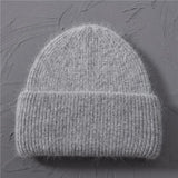 Casual Women&#39;s Hats Cashmere Wool Knitted Beanies Autumn Winter Brand New Three Fold Thick 2020 Knitted Girls Skullies Beanies