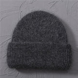 Casual Women&#39;s Hats Cashmere Wool Knitted Beanies Autumn Winter Brand New Three Fold Thick 2020 Knitted Girls Skullies Beanies