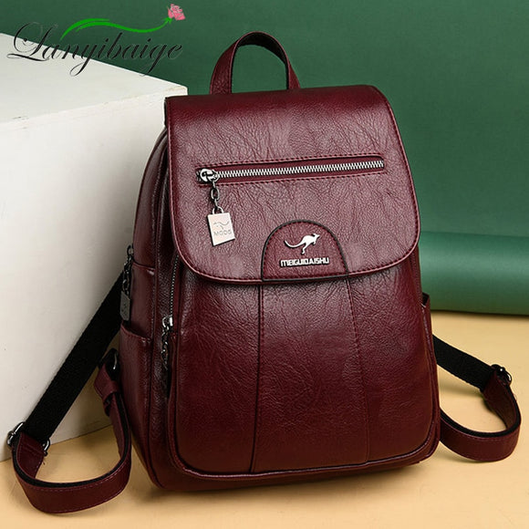 Women Leather Backpacks High Quality Female Vintage Backpack For Girls School Bag Travel Bagpack Ladies Sac A Dos Back Pack