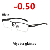 New Sun Photochromic Myopia Eyeglasses Optical Men student Finished Myopia Eyewear prescription Glasses Frame Half Rim -1.0 -4.0