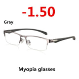 New Sun Photochromic Myopia Eyeglasses Optical Men student Finished Myopia Eyewear prescription Glasses Frame Half Rim -1.0 -4.0