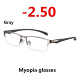 New Sun Photochromic Myopia Eyeglasses Optical Men student Finished Myopia Eyewear prescription Glasses Frame Half Rim -1.0 -4.0