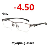 New Sun Photochromic Myopia Eyeglasses Optical Men student Finished Myopia Eyewear prescription Glasses Frame Half Rim -1.0 -4.0