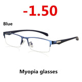 New Sun Photochromic Myopia Eyeglasses Optical Men student Finished Myopia Eyewear prescription Glasses Frame Half Rim -1.0 -4.0