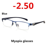New Sun Photochromic Myopia Eyeglasses Optical Men student Finished Myopia Eyewear prescription Glasses Frame Half Rim -1.0 -4.0