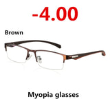 New Sun Photochromic Myopia Eyeglasses Optical Men student Finished Myopia Eyewear prescription Glasses Frame Half Rim -1.0 -4.0