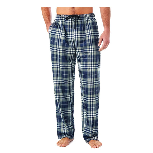 Men's Home Pants Cotton Flannel Autumn Winter Warm Sleep Bottoms Male Plus Size Plaid Print Sleepwear Pajama Pants For Men