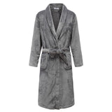 Autumn Winter Nightdress Blue Men Casual Coral Fleece Sleepwear Warm Couple Home Wear Flannel Belt Pyjamas Kimono Bathrobe Gown