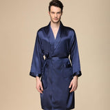 Men&#39;s Robe Nightgown Satin Kimono Bathrobe Gown Casual Sleepwear Plus Size Print Gold Home Dressing Gown 3XL 4XL 5XL