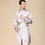 Men&#39;s Robe Nightgown Satin Kimono Bathrobe Gown Casual Sleepwear Plus Size Print Gold Home Dressing Gown 3XL 4XL 5XL