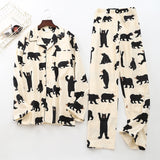 Cute white bear 100% brushed cotton men pajama sets Autumn Casual fashion animal sleepwear men homewear sexy pijamas mujer