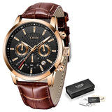 Watches Mens 2021 LIGE Top Brand Luxury Casual Leather Quartz Men's Watch Business Clock Male Sport Waterproof Date Chronograph