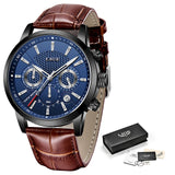 Watches Mens 2021 LIGE Top Brand Luxury Casual Leather Quartz Men's Watch Business Clock Male Sport Waterproof Date Chronograph