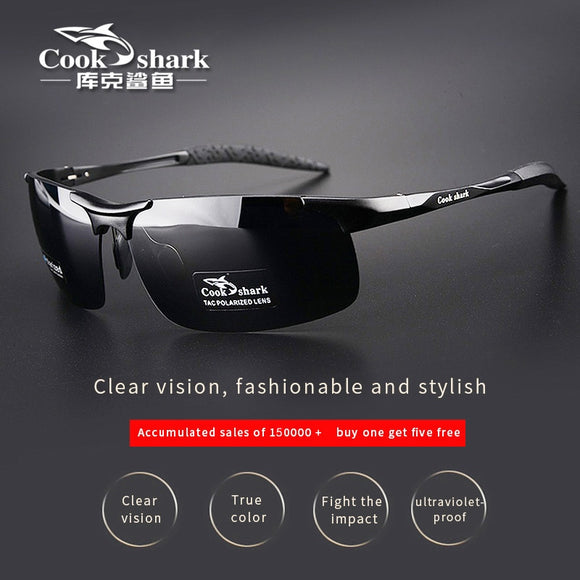 Cook Shark's new aluminum magnesium sunglasses men's sunglasses HD polarized driving drivers color glasses tide