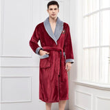 Autumn Winter Nightdress Blue Men Casual Coral Fleece Sleepwear Warm Couple Home Wear Flannel Belt Pyjamas Kimono Bathrobe Gown