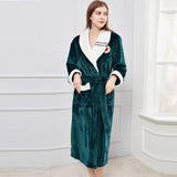 Autumn Winter Nightdress Blue Men Casual Coral Fleece Sleepwear Warm Couple Home Wear Flannel Belt Pyjamas Kimono Bathrobe Gown