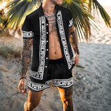 Men‘s Sets Short Sleeve Hawaiian Shirt And Shorts Summer Printing Casual Shirt Beach Two Piece Suit 2021 New Fashion Clothing