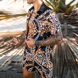 Men‘s Sets Short Sleeve Hawaiian Shirt And Shorts Summer Printing Casual Shirt Beach Two Piece Suit 2021 New Fashion Clothing