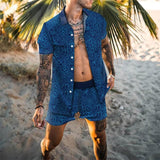 Men‘s Sets Short Sleeve Hawaiian Shirt And Shorts Summer Printing Casual Shirt Beach Two Piece Suit 2021 New Fashion Clothing