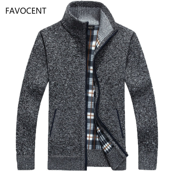 2021 Autumn Winter Men's Sweater Coat Faux Fur Wool Sweater Jackets Men Zipper Knitted Thick Coat Warm Casual Knitwear Cardigan