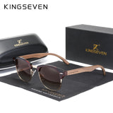 KINGSEVEN Handmade 2021 Black Walnut Wooden Sunglasses Men Polarized UV400 Protection Semi-Rimless Retro Eyewear Women Oculos