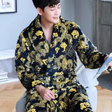 Men Casual Kimono Bathrobe Autumn Winter Flannel Long Robe Thick Warm Sleepwear Plus Size 3XL Nightgown Male Loose Home Wear