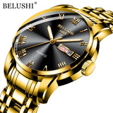 BELUSHI Top Brand Luxury Mens Watches Luminous Waterproof Stainless Steel Watch Quartz Men Date Calendar Business Wristwatch