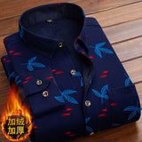 Autumn Winter Thick Velvet Dress Shirt For Men Casual Long Sleeve Warm Fleece Lining Shirts Fashion Soft Flannel Plus Size 5XL