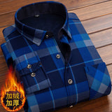 Autumn Winter Thick Velvet Dress Shirt For Men Casual Long Sleeve Warm Fleece Lining Shirts Fashion Soft Flannel Plus Size 5XL