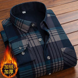 Autumn Winter Thick Velvet Dress Shirt For Men Casual Long Sleeve Warm Fleece Lining Shirts Fashion Soft Flannel Plus Size 5XL