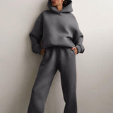 Women's Tracksuit Suit Autumn Fashion Warm Hoodie Sweatshirts Two Pieces Oversized Solid Casual Hoody Pullovers Long Pant Sets