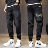 Autumn Winter Baggy Men&#39;s Cargo Jeans Fashion Harlan Cotton Streetwear Harajuku Pants Joggers Elastic Waist Trousers Male M-5XL