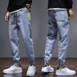 Autumn Winter Baggy Men&#39;s Cargo Jeans Fashion Harlan Cotton Streetwear Harajuku Pants Joggers Elastic Waist Trousers Male M-5XL