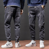 Autumn Winter Baggy Men&#39;s Cargo Jeans Fashion Harlan Cotton Streetwear Harajuku Pants Joggers Elastic Waist Trousers Male M-5XL