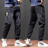 Autumn Winter Baggy Men&#39;s Cargo Jeans Fashion Harlan Cotton Streetwear Harajuku Pants Joggers Elastic Waist Trousers Male M-5XL