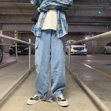 Men Jeans Wide Leg Denim Cargo jean pants Loose Straight Baggy Men&#39;s Jeans hip hop Streetwear Skateboard  Neutral denim Trousers