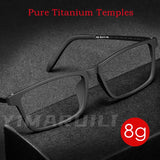 YIMARUILI Pure Titanium Optical Prescription Eyeglasses Frame Men Ultralight Square Myopia Reading Computer Glasses Frame 8822T